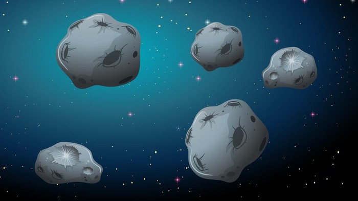 Ilustrasi asteroid di luar angkasa