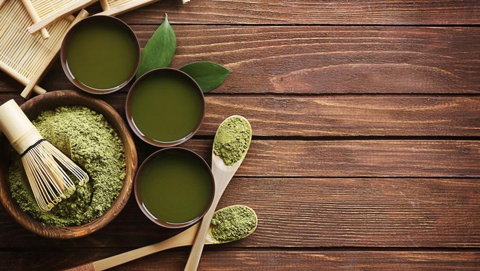 Ilustrasi teh hijau atau matcha