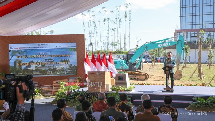 Presiden RI Joko Widodo (Jokowi) meresmikan Hotel Swissotel Nusantara dan melakukan groundbreaking untuk Mall Duty Free Nusantara di Ibu Kota Nusantara (IKN) pada Jumat (13/09/2024).