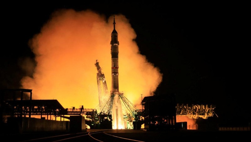 The Soyuz MS-26 spacecraft carrying NASA astronaut Don Pettit, Roscosmos cosmonauts Alexei Ovchinin and Ivan Vagner lifts off to the International Space Station (ISS) from the launch pad at the Baikonur Cosmodrome, Kazakhstan, September 11, 2024 REUTERS/Pavel Mikheyev
