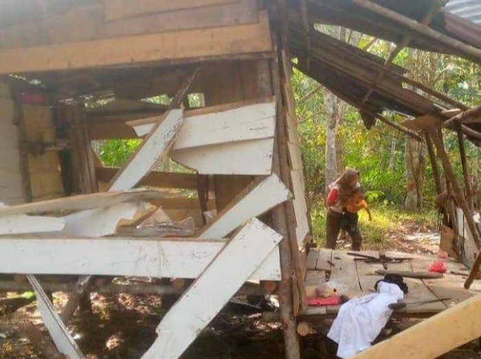 Pondok di kebun warga Musi Rawas yang diserang gajah.