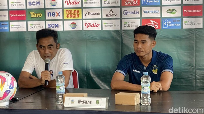 Jumpa pers PSIM Jogja jelang lawan Adhyalsa Farmel di Stadion Mandala Krida, Kota Jogja, Sabtu (14/9/2024).