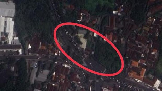 Lokasi pelebaran jalan di simpang Kampus Unud, Jimbaran, Kuta Selatan, Badung. (Ist/perekaman Google Maps)