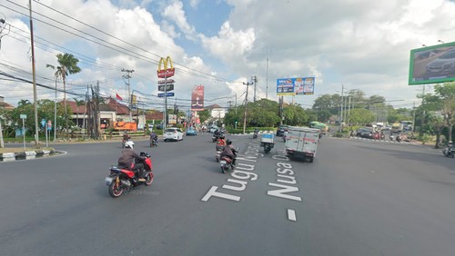 Lokasi pelebaran jalan di simpang Kampus Unud, Jimbaran, Kuta Selatan, Badung. (Tangkapan layar Google Maps)