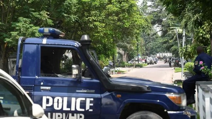 Congolese security forces secure the streets of Kinshasa, Democratic Republic of Congo, on Sunday May 19, 2024, after Congos army said it has foiled a coup and arrested the perpetrators, including several foreigners, following a shootout between armed men in military uniform and guards of a close ally of Congos president that left three people dead in the capital, Kinshasa. (AP)
