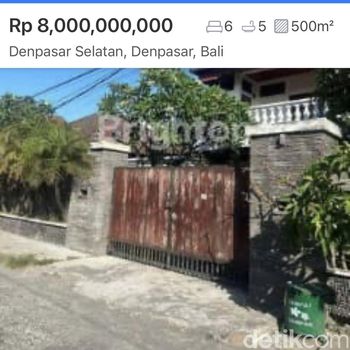 Rumah mantan Bupati Jembrana Ida Bagus Ardana di Denpasar, Bali, muncul di situs jual-beli properti.
