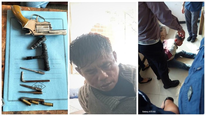 Tampang pelaku curanmor dan senpi yang digunakan.