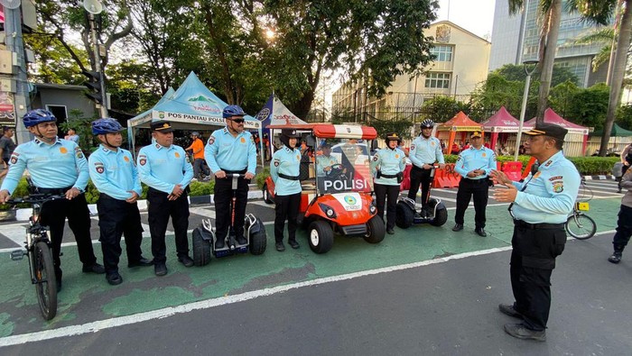 Personel Polda Metro amankan CFD Sudirman-Thamrin Jakarta