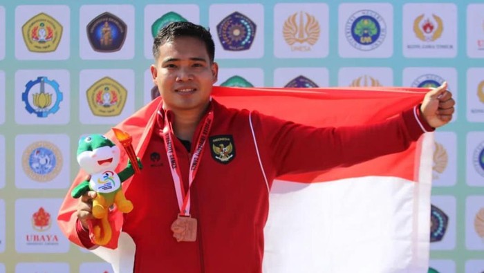 Atlet cabor tolak peluru M Syahrial Bakti. (Kartika Sari/detikSumut)