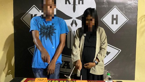 dua pengedar sabu asal Dompu, NTB yang ditangkap polisi di Kota Bima. (Dok. Sat Res Narkoba Polres Bima Kota).