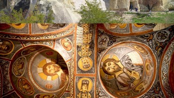 Gereja Gelap Göreme, Turki. Gereja gua monastik abad ke-11 yang terkenal di Cappadocia ini, terletak di Museum Terbuka Göreme, dikenal dengan lukisan dindingnya yang semarak. Foto: Boredpanda