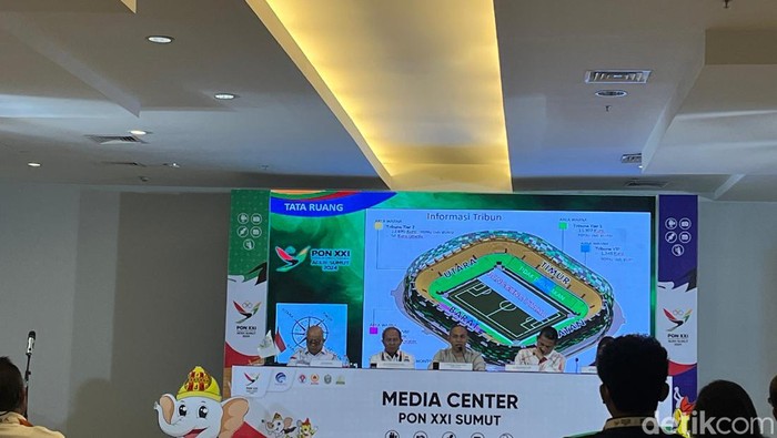 Konferensi Pers persiapan closing ceremony PON XXI di Sumut. (Kartika Sari/detikSumut)