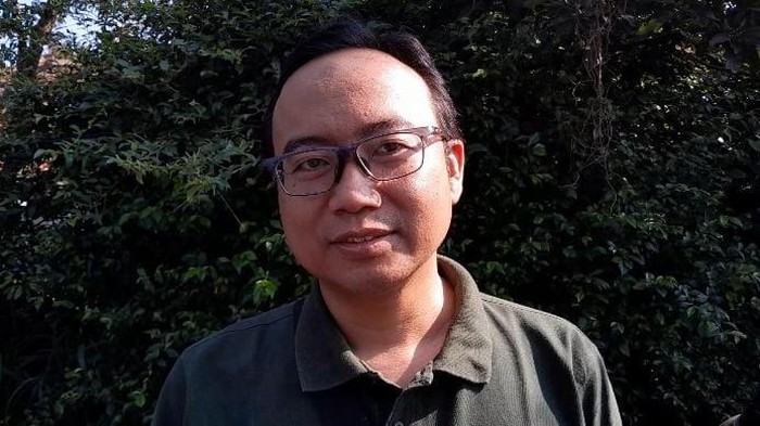 Leo, wisawatan asal Jakarta yang terjebak macet di Puncak hari ini (Rizky/detikcom)