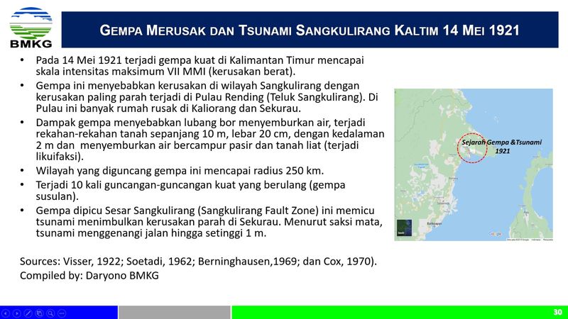 Ulasan soal gempa pada tahun 1921 di Kaltim