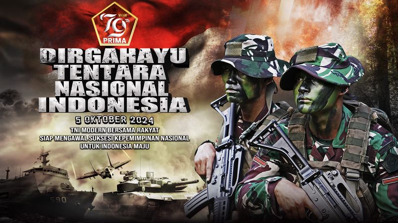 Banner HUT ke-79 TNI