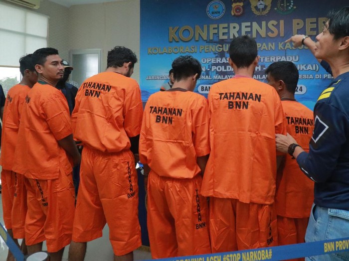 Enam pelaku penyelundupan sabu dari Thailand ke Aceh usai ditangkap