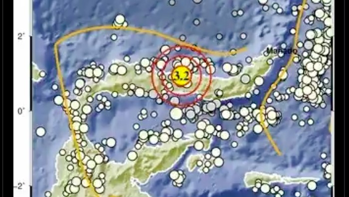 Gempa bumi M 3,2 di Gorontalo Utara.