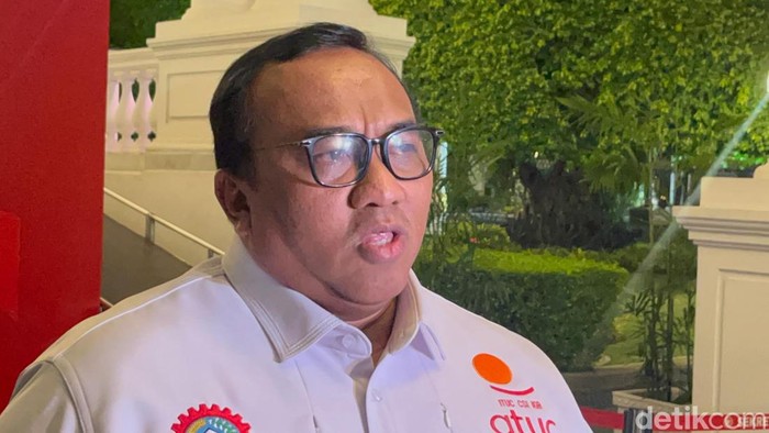 Presiden Konfederasi Serikat Pekerja Seluruh Indonesia (KSPSI) Andi Gani Nena Wea (Eva/detikcom)