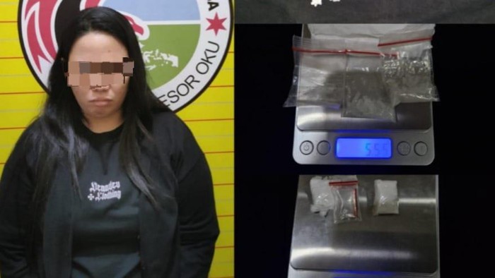 Tampang Marlinda ditangkap polisi usai diduga menjadi bandar sabu