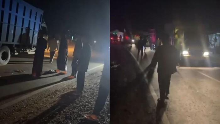 Warga Batanghari, Jambi, memberhentikan truk angkutan batu bara