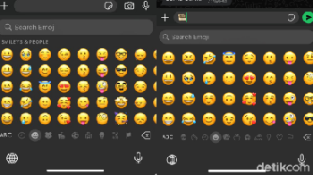 Emoji pada keyboard iOS 18.1 Beta 4 sekarang lebih besar. Perubahan ini cukup berguna karena lebih enak dibuka sekaligus diakses. Foto: Adi Fida Rahman/detikINET