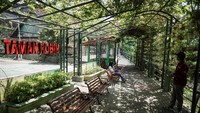 Warga terlihat menikmati suasana di Taman Robin, Kampung Wisata Cokrodiningratan, Yogyakarta, Rabu (18/9/2024).  