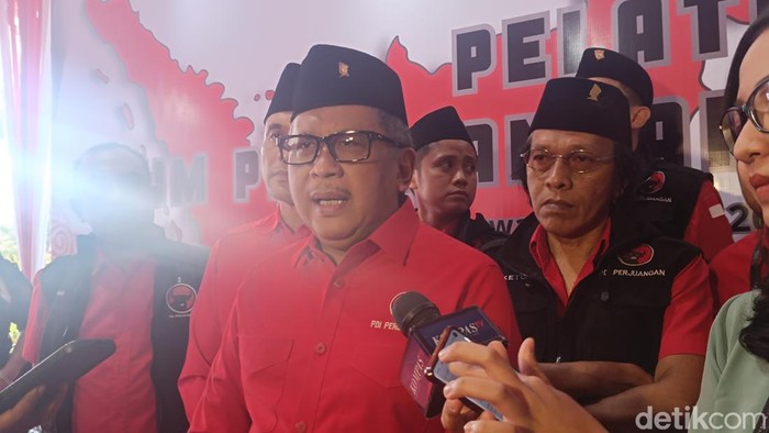 Sekjen PDIP Hasto Kristiyanto saat ditemui wartawan di Bogor, Jawa Barat (Rizky/detikcom)
