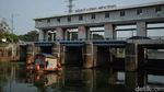 Aksi Petugas Bersihkan BKT dari Eceng Gondok