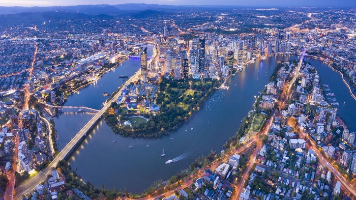 Brisbane Skyline Night Panorama