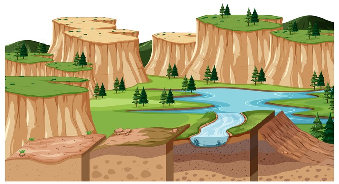 Ilustrasi sedimentasi dalam ilmu geografi