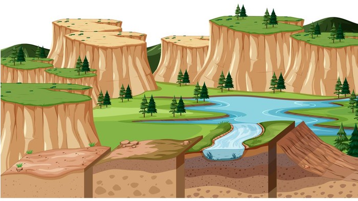 Ilustrasi sedimentasi dalam ilmu geografi