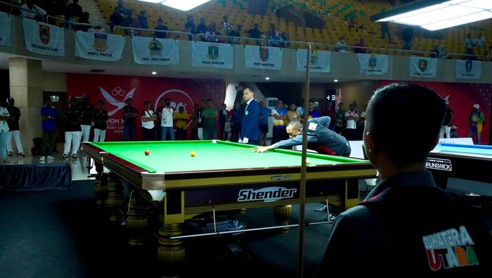 Pertandingan biliar saat PON XXI di Sumut (Foto: PB PON)