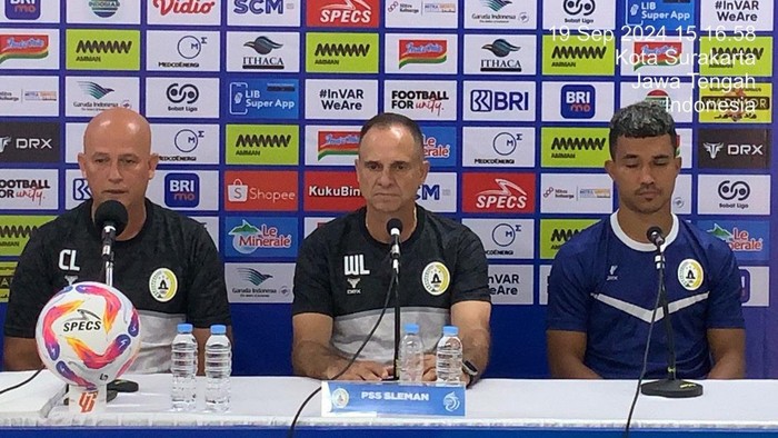 Jumpa pers PSS Sleman jelang lawan Arema FC, Kamis (19/9/2024).