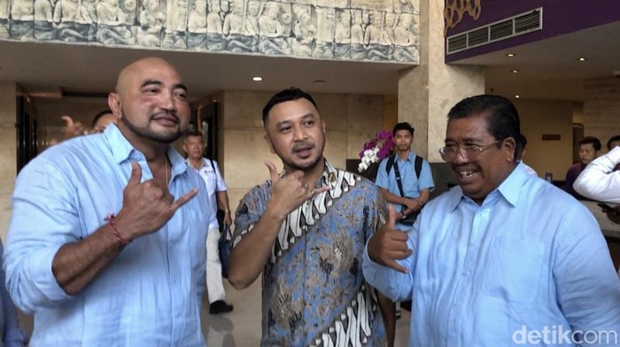 Anggota Dewan Pembina PSI, Giring Ganesha Djumaryo saat menghadiri konsolidasi DPD Gerindra Bali di Denpasar, Jumat (20/9/2024).