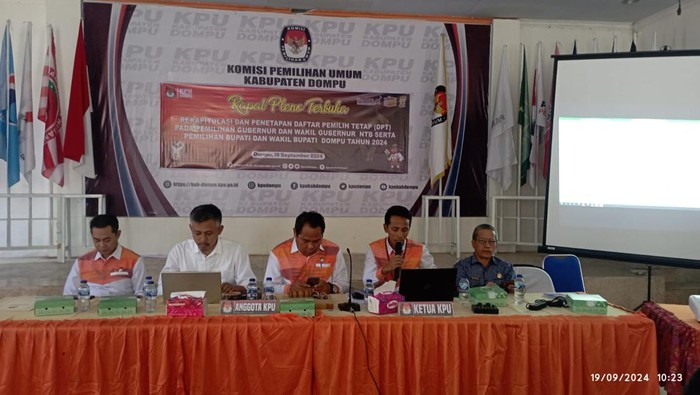 KPU Dompu menggelar rapat pleno penetapan DPT Pilkada serentak 2024.
