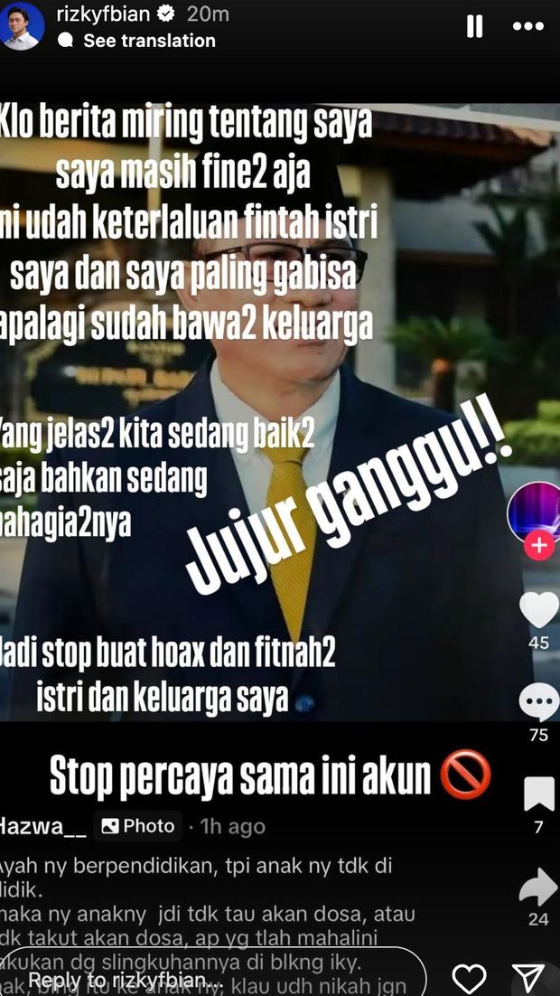 Rizky Febian marah pernikahannya dikabarkan retak.