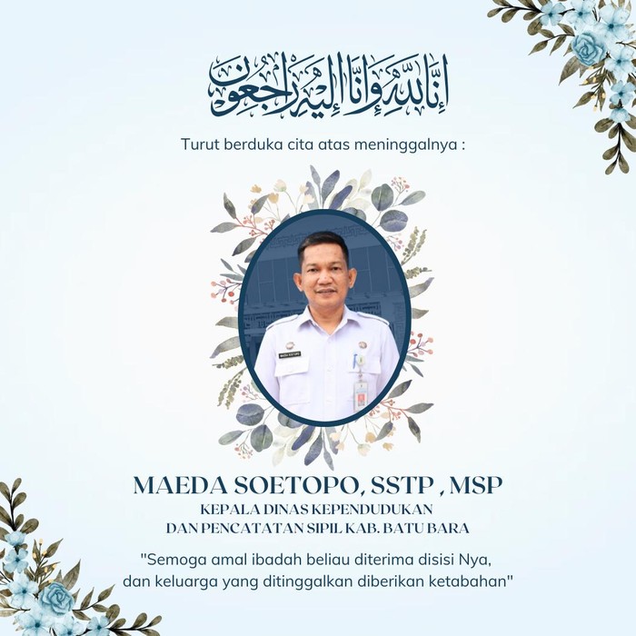 Kepala Dinas Kependudukan dan Pencatatan Sipil (Kadisdukcapil) Kabupaten Batu Bara, Maeda Soetopo. (Istimewa)