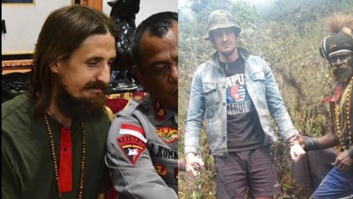 Potret Pilot Susi Air Saat Disandera KKB (kiri) dan Dibebaskan Satgas Damai Cartenz (kanan)