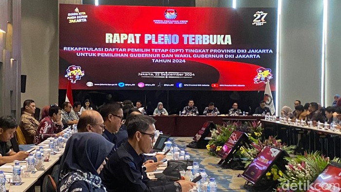 Rapat pleno KPU DKI Jakarta, Minggu (22/9/2024). (Dwi R/detikcom)