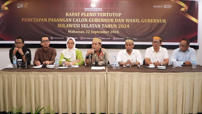 Rapat pleno tertutup penetapan pasangan calon Pilgub Sulsel 2024.