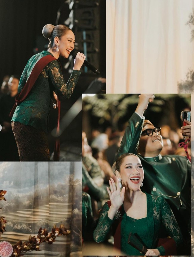 Tak hanya sekedar hadir sebagai tamu undangan, BCL juga ikut menyumbangkan suara emasnya. Sambil memamerkan senyum manisnya, pesona ibu satu anak itu tampak begitu terpancar. Foto: Instagram/@itsmebcl