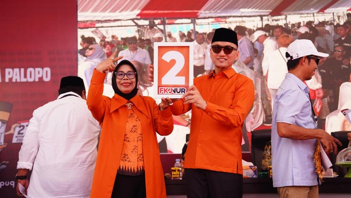 Pasangan calon wali kota dan wakil wali kota Palopo, Sulawesi Selatan (Sulsel), Farid Kasim Judas-Nurhaenih (FKJ-Nur) mendapat nomor urut 2.