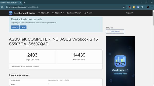 Hasil benchmark Asus Vivobook S 15 OLED