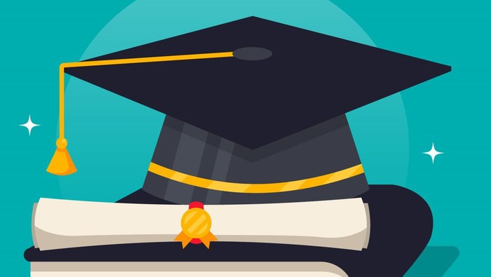 Ilustrasi gelar akademik atau wisuda
