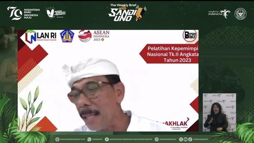 Kadispar Jembrana, Anak Agung Komang Sapta Negara, dalam The Weekly Brief with Sandi Uno secara daring, Senin (23/9/2024). (Tangkapan layar)