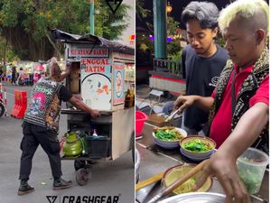 Nyentrik! Penjual Mie Ayam Ini Berpenampilan ala Anak Punk