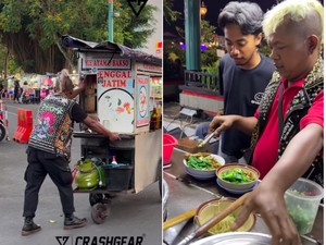 Nyentrik! Penjual Mie Ayam Ini Berpenampilan ala Anak Punk