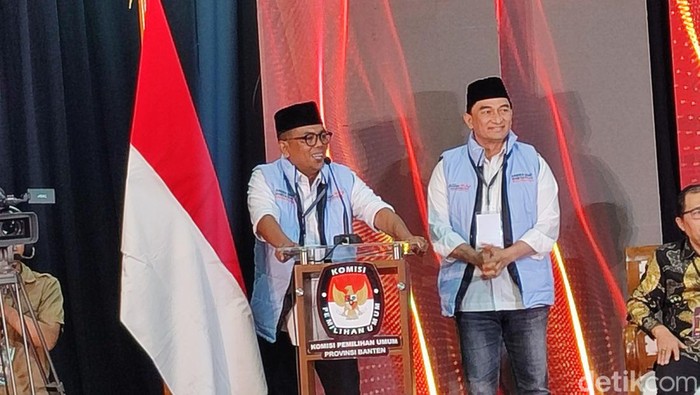 Pasangan Andra Soni-Dimyati Natakusumah dapat nomor urut 2 di Pilgub Banten 2024. (Bahtiar/detikcom)