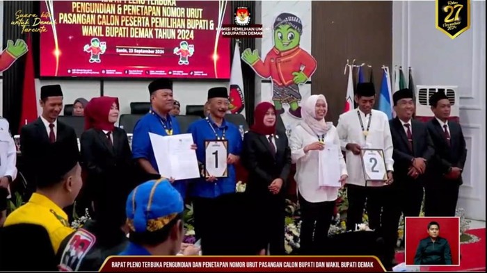Pengundian nomor urut Pilkada Demak, Senin (23/9/2024).