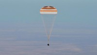 Members of the International Space Station (ISS) crew Roscosmos cosmonauts Oleg Kononenko and Nikolai Chub are seen inside the Soyuz MS-25 space capsule after landing in a remote area near Zhezkazgan, Kazakhstan September 23, 2024. GCTC/Roscosmos/Handout via REUTERS ATTENTION EDITORS - THIS IMAGE HAS BEEN SUPPLIED BY A THIRD PARTY. MANDATORY CREDIT.